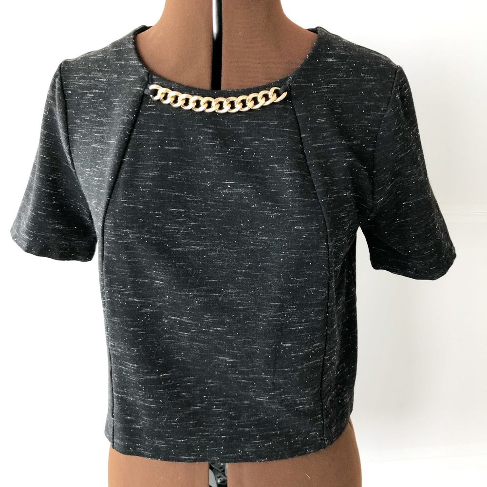 Kensie Crop Top Office Wear Gold Chain detailing